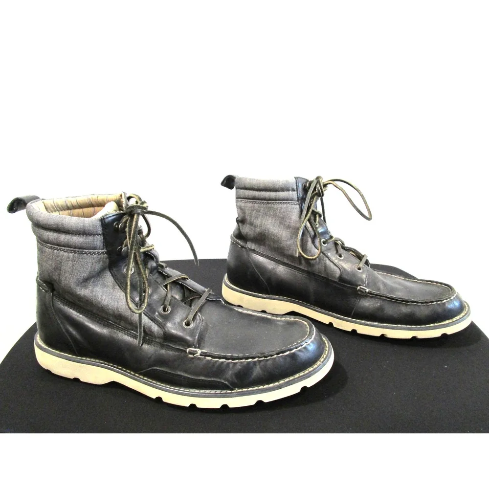 Sperry Top Sider Shipyard Rigger Black, Gray Leather Lace Up Boots Men 12 M